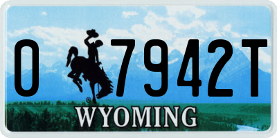 WY license plate 07942T