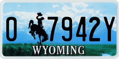 WY license plate 07942Y