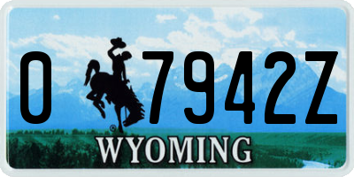 WY license plate 07942Z