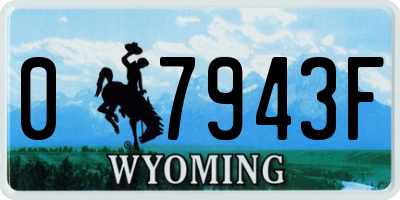 WY license plate 07943F