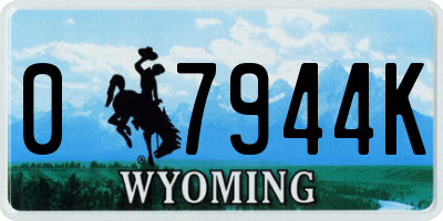 WY license plate 07944K
