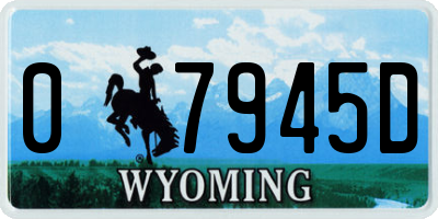 WY license plate 07945D