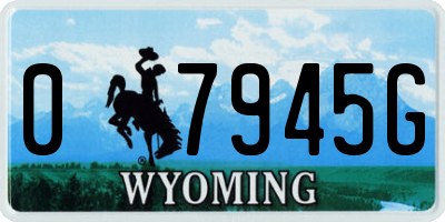 WY license plate 07945G