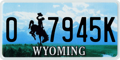 WY license plate 07945K