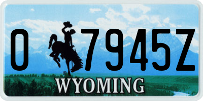 WY license plate 07945Z