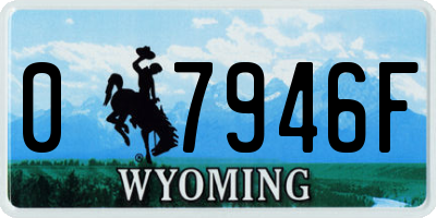 WY license plate 07946F