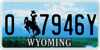 WY license plate 07946Y