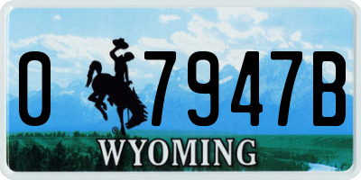 WY license plate 07947B