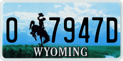 WY license plate 07947D
