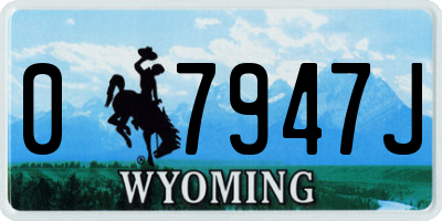 WY license plate 07947J