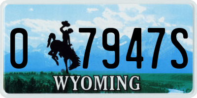 WY license plate 07947S
