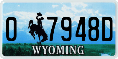 WY license plate 07948D
