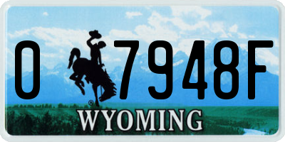 WY license plate 07948F