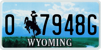 WY license plate 07948G