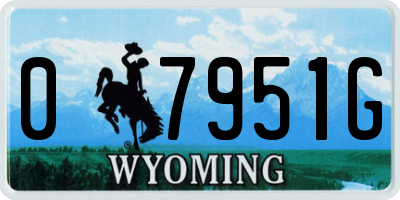 WY license plate 07951G