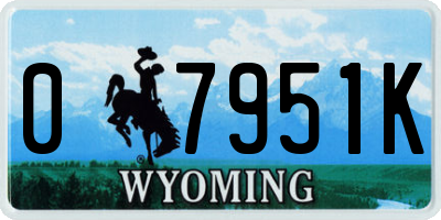 WY license plate 07951K