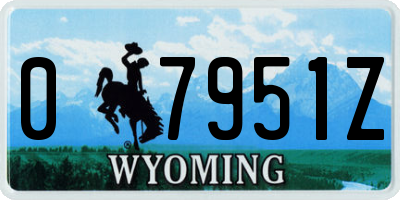 WY license plate 07951Z