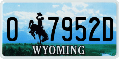 WY license plate 07952D