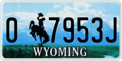 WY license plate 07953J