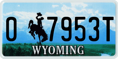 WY license plate 07953T