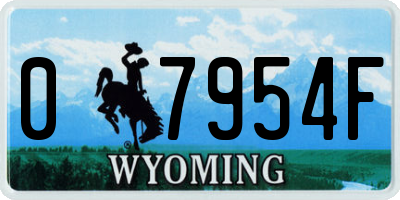 WY license plate 07954F