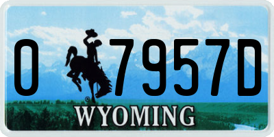 WY license plate 07957D