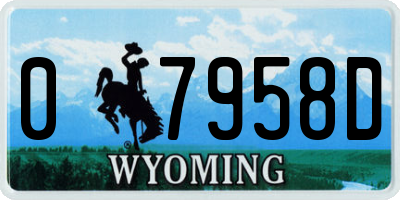 WY license plate 07958D