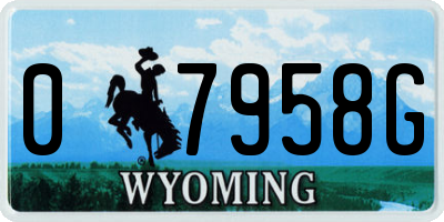 WY license plate 07958G