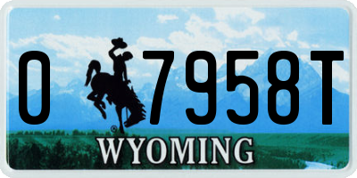 WY license plate 07958T