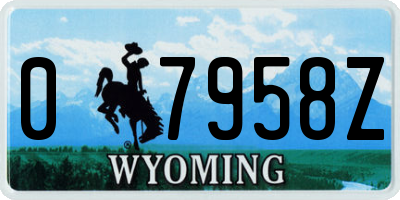 WY license plate 07958Z