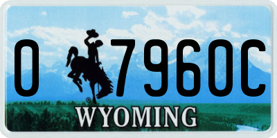 WY license plate 07960C