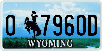 WY license plate 07960D