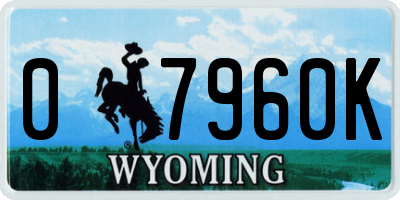 WY license plate 07960K