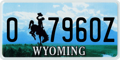 WY license plate 07960Z