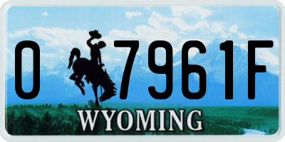 WY license plate 07961F