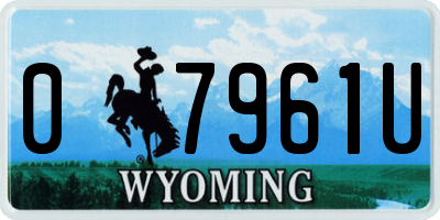 WY license plate 07961U