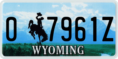 WY license plate 07961Z