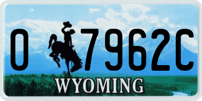WY license plate 07962C