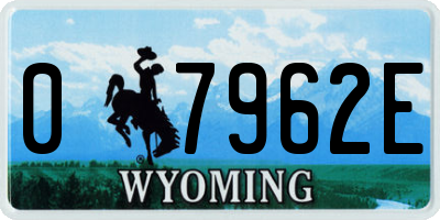 WY license plate 07962E