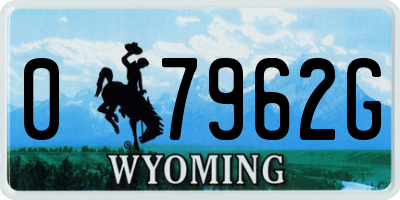 WY license plate 07962G