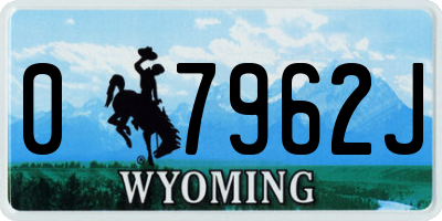 WY license plate 07962J