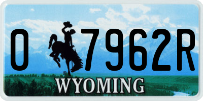 WY license plate 07962R
