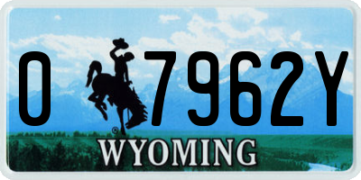 WY license plate 07962Y