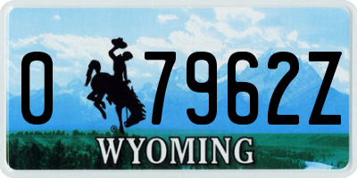 WY license plate 07962Z