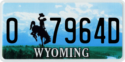 WY license plate 07964D