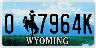 WY license plate 07964K