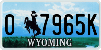 WY license plate 07965K