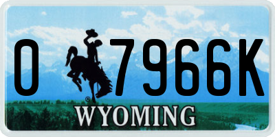 WY license plate 07966K
