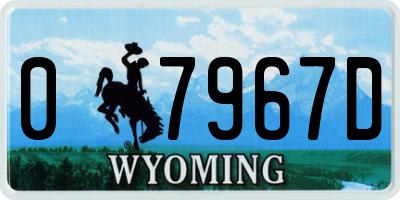WY license plate 07967D