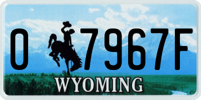 WY license plate 07967F
